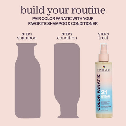 Pureology Color Fanatic Multi-Tasking Leave-In Spray - Detangling & Frizz Control, 21 Benefits for All Hair Types, Heat Protection, Infused with Coconut & Camellia Oils, Color Safe, Vegan